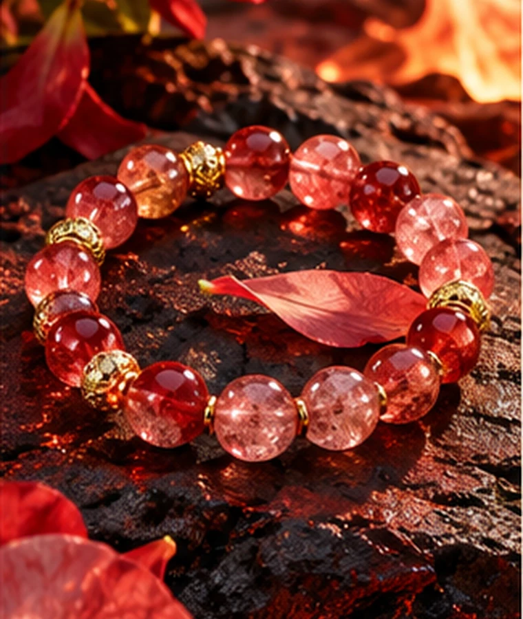 Red and pink Fire element crystal bracelet